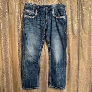 Rock Revival Men's Adriel SJ400 Slim Straight Jeans Size 38